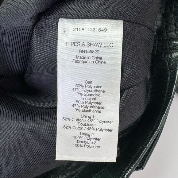 Veronica Beard Hendrix Croc Embossed Faux Leather Jacket Evergreen Green Size 2 - Picture 11 of 13